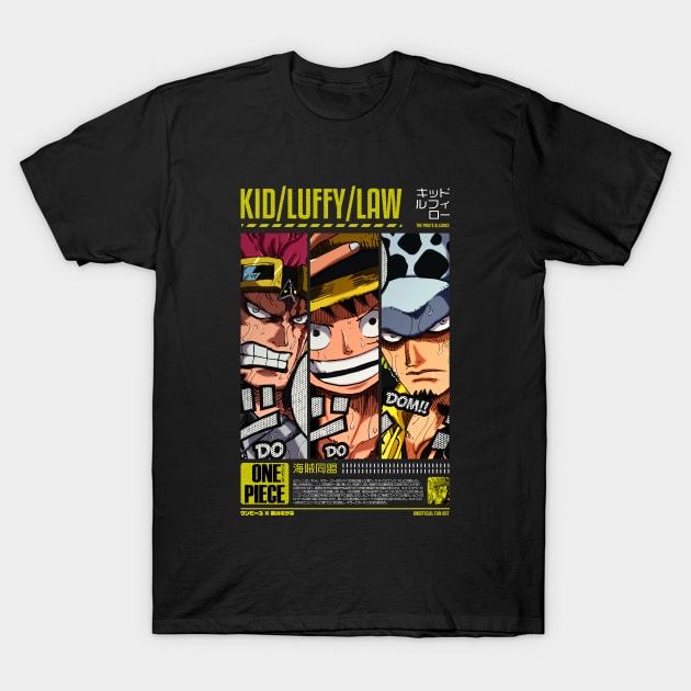 THE PIRATE ALLIANCE | LUFFY | TRAFALGAR LAW | KID | OTAKU DESIGN T-Shirt by Black Kitsune Argentina